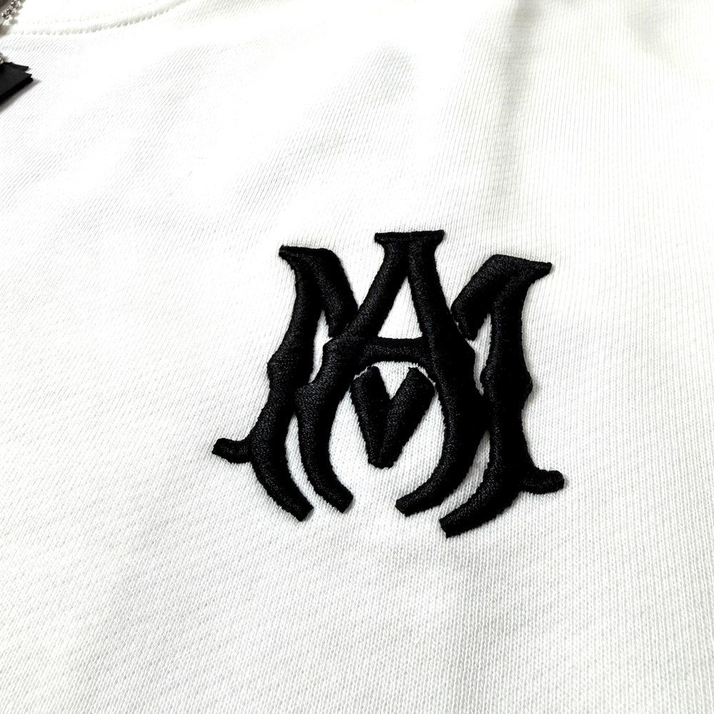 AMIRI White Crewneck Sweater with Black Logo - Picture 2 of 5
